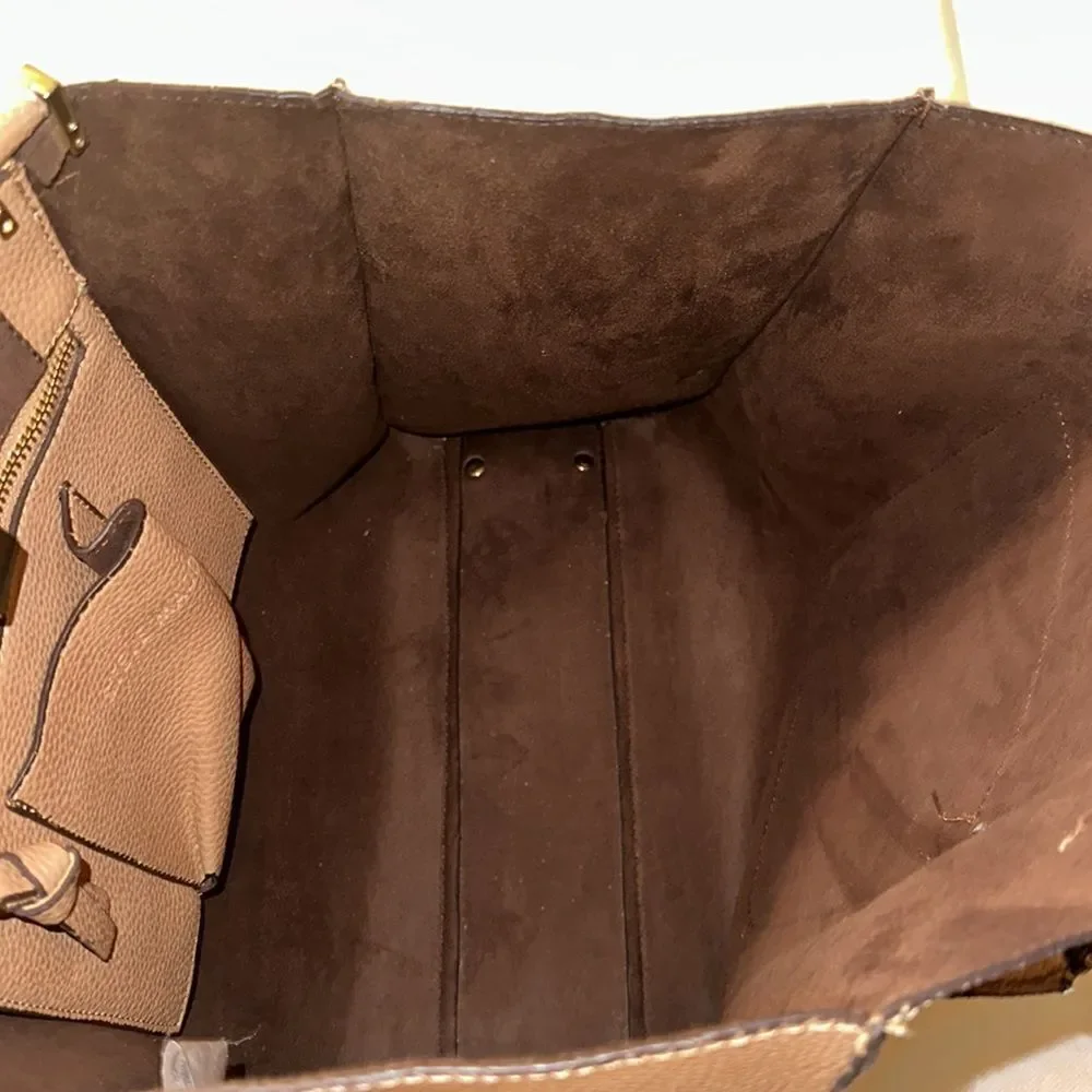 Steve Madden Tan Brown Faux Leather with Gold Tone Hardware Tote Bag Purse